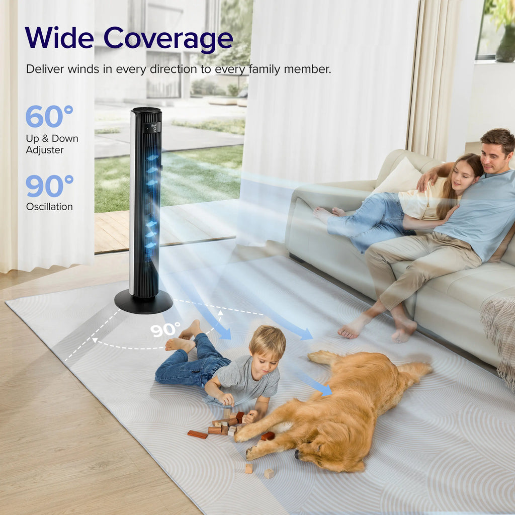 LEVOIT Classic 42 Tower Fan, Oscillating Quiet 42 Inch Fan 25ft/s Velocity 25dB With AC Motor for Bedroom, 4 Modes, 12H Timer, Standing Fan for Home