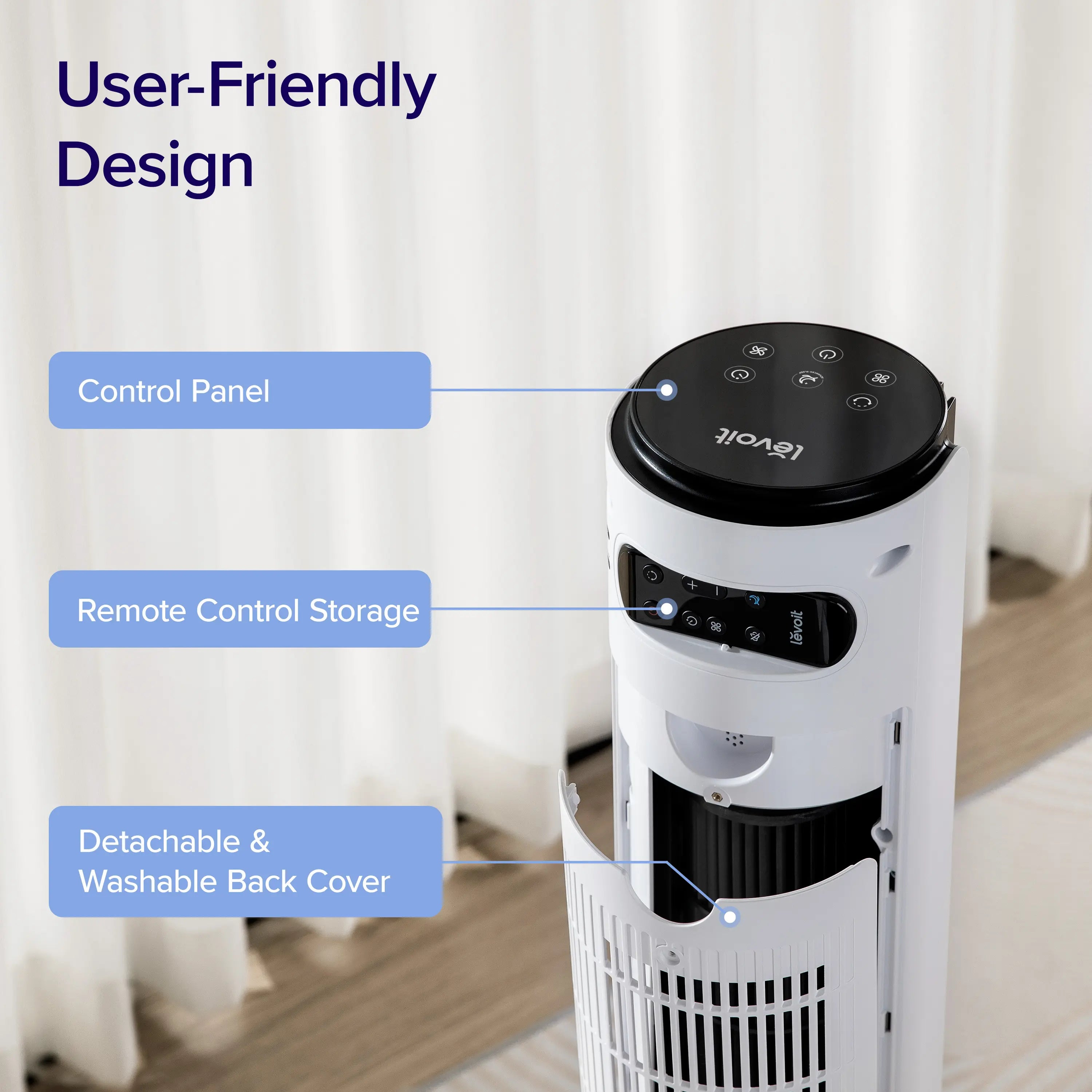 LEVOIT Classic 42 Tower Fan, Oscillating Quiet 42 Inch Fan 25ft/s Velocity 25dB With AC Motor for Bedroom, 4 Modes, 12H Timer, Standing Fan for Home